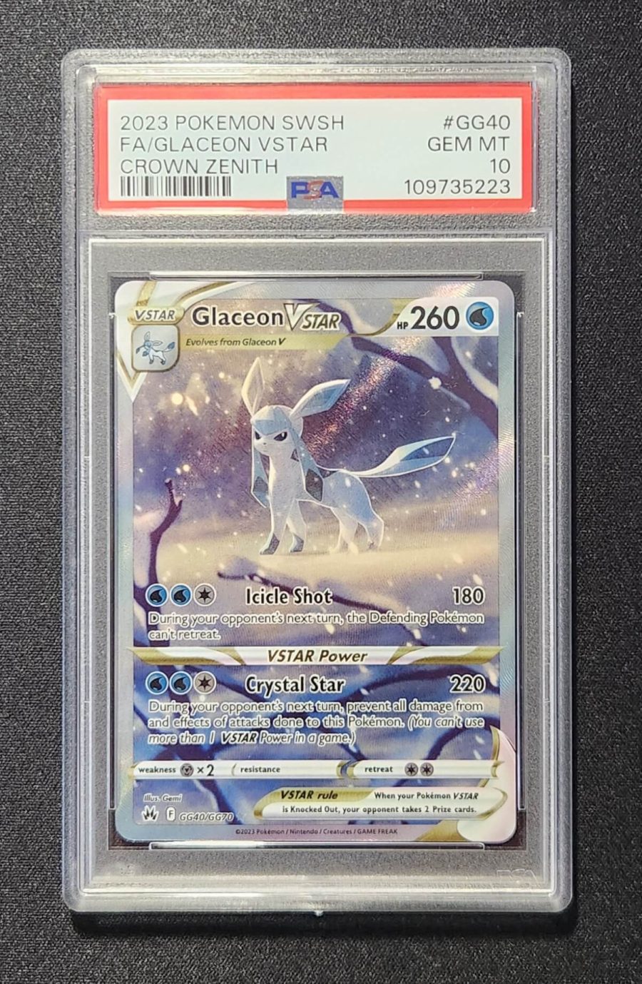 PSA 10 Glaceon Vstar GG40